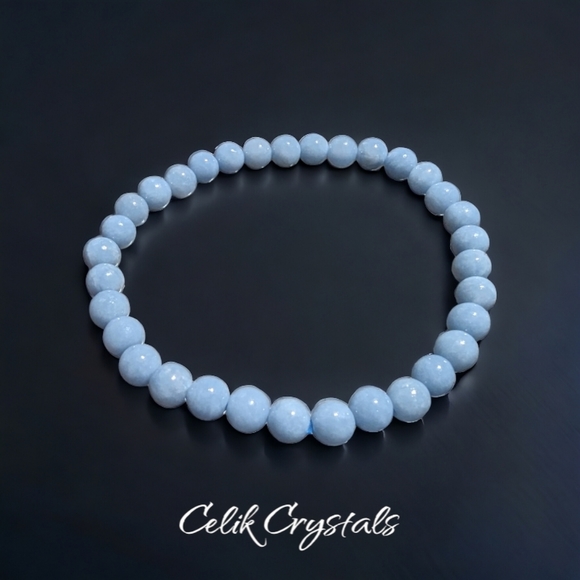 Angelite Bracelet Rare Natural Stones 6mm Women's Healing Bracelet - Picture 2 of 5